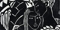 art white and black young man and woman hugging